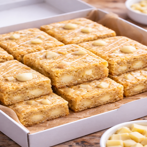 Fudgy White Chocolate Brownies