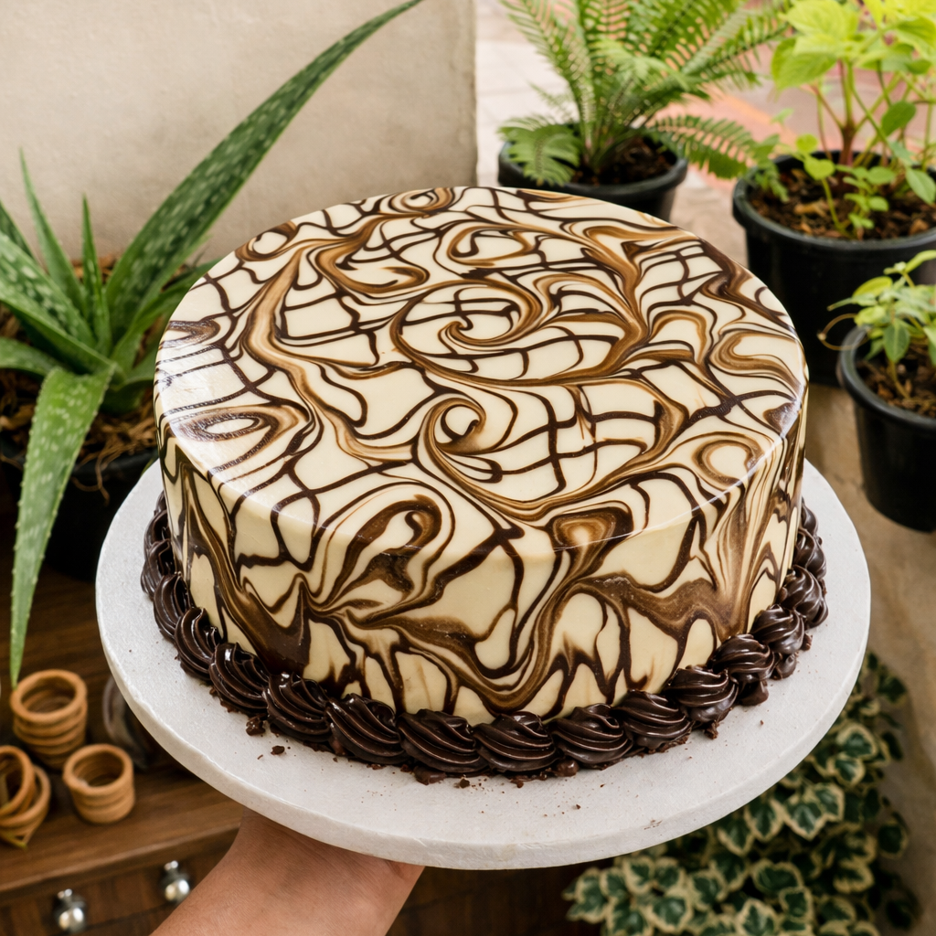 Duo Delight Vancho Cake (chocolate & vanilla layers with ganache)